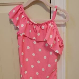 Carter's girls bathing suit, size 6/6x, hot pink with white polka dots